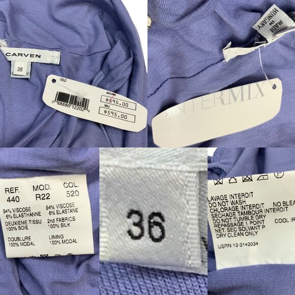 Intermix Carven Dress 36 Blue One Shoulder Mini Bodycon Tiered Ruched Party - Picture 4 of 12